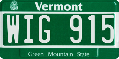 VT license plate WIG915