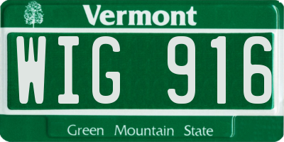 VT license plate WIG916