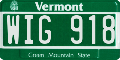 VT license plate WIG918