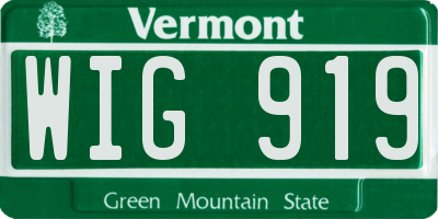 VT license plate WIG919