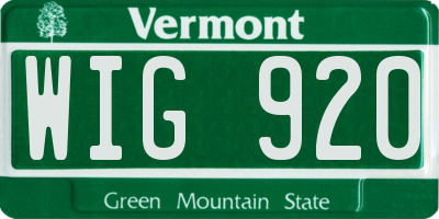 VT license plate WIG920