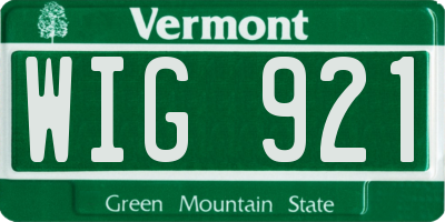 VT license plate WIG921