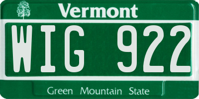 VT license plate WIG922