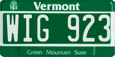 VT license plate WIG923