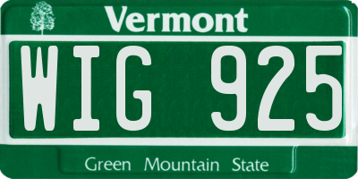 VT license plate WIG925