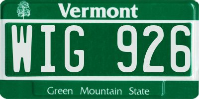 VT license plate WIG926