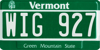 VT license plate WIG927