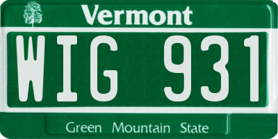 VT license plate WIG931