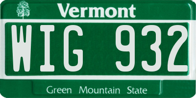 VT license plate WIG932