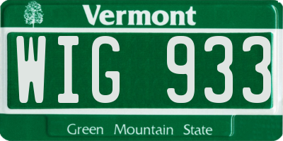 VT license plate WIG933