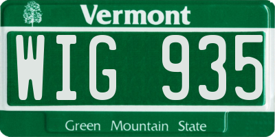 VT license plate WIG935