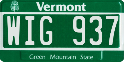 VT license plate WIG937