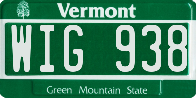 VT license plate WIG938