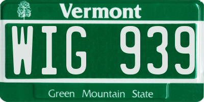 VT license plate WIG939