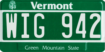 VT license plate WIG942