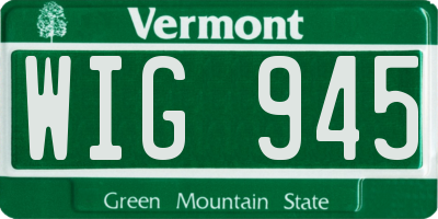 VT license plate WIG945