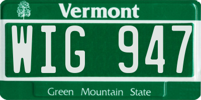 VT license plate WIG947