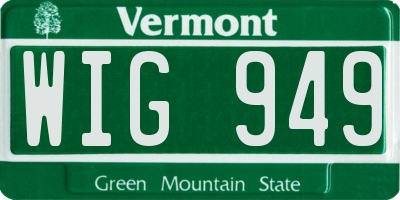 VT license plate WIG949