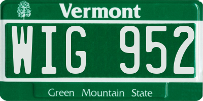 VT license plate WIG952