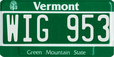 VT license plate WIG953