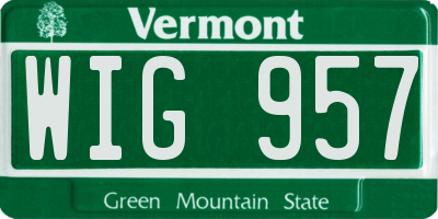 VT license plate WIG957
