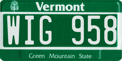 VT license plate WIG958