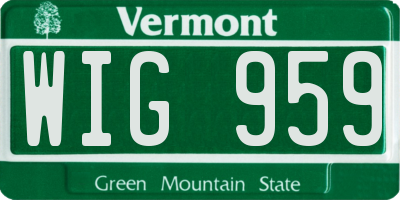 VT license plate WIG959