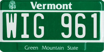 VT license plate WIG961