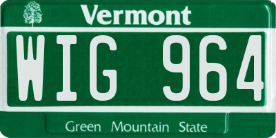 VT license plate WIG964