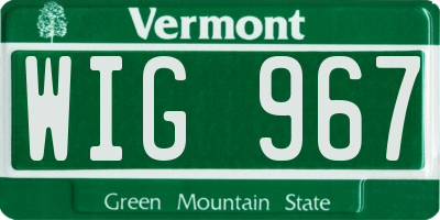 VT license plate WIG967