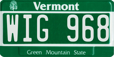VT license plate WIG968