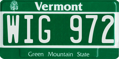 VT license plate WIG972