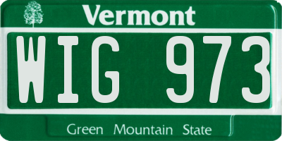 VT license plate WIG973