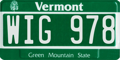 VT license plate WIG978