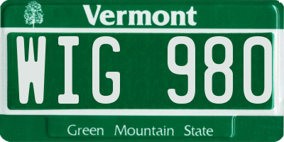 VT license plate WIG980
