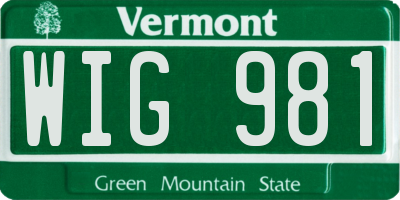 VT license plate WIG981