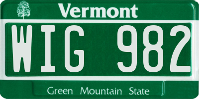 VT license plate WIG982
