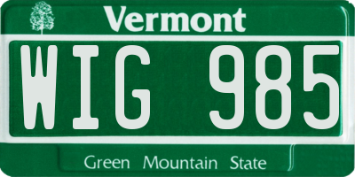 VT license plate WIG985