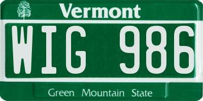VT license plate WIG986
