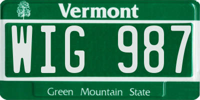 VT license plate WIG987