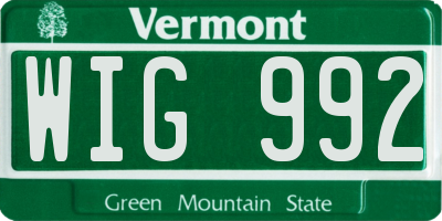 VT license plate WIG992