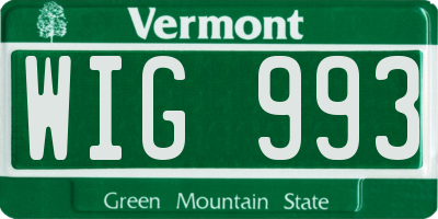 VT license plate WIG993