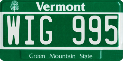 VT license plate WIG995