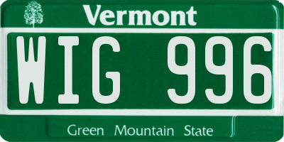 VT license plate WIG996