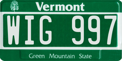 VT license plate WIG997
