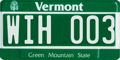 VT license plate WIH003