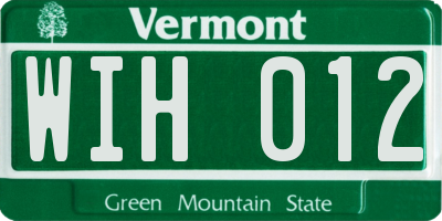 VT license plate WIH012