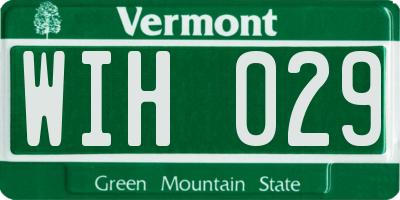 VT license plate WIH029