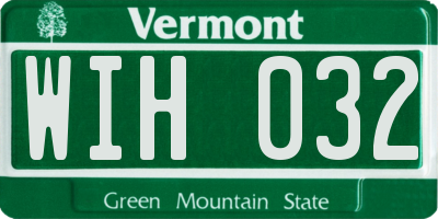 VT license plate WIH032
