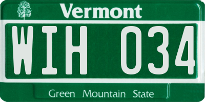 VT license plate WIH034